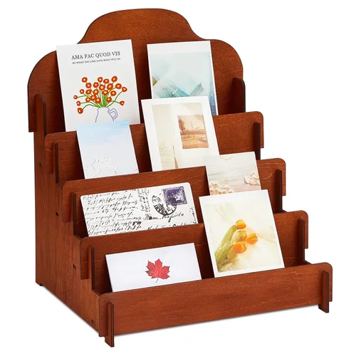 Vista 9 de Barydat Soporte de Exhibición Grande para Tarjetas de Felicitación, Soporte de Madera Escalonado para Postales, Folletos, Fotos, Joyas, Aperitivos
