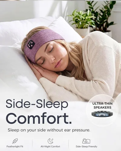 Vista 2 de Auriculares para dormir Bluetooth 5.4, diadema para dormir Malva