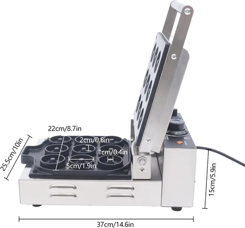 Vista 6 de YIYIBYUS Máquina de donut de 12 rejillas comercial/nacional antiadherente Pan eléctrico Donut Pan Máquina para hacer mini máquina de donas de 2