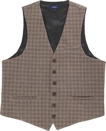 Vista 127 de Gioberti Chaleco de tweed formal de 6 botones para hombres