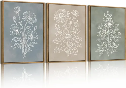 Vista 7 de Anyzal Arte botánico de pared de granja, pintura floral, arte bohemio de plantas para sala de estar, dormitorio, comedor, 12 x 16 pulgadas, juego