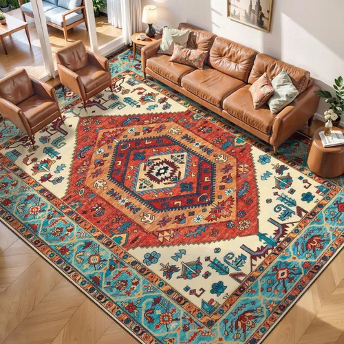 Vista 615 de SERISSA - Tapetes florales vintage, antideslizante, lavable, pequeño, ultrasuave, bohemio, de pelo bajo, para entrada, interiores, habitación