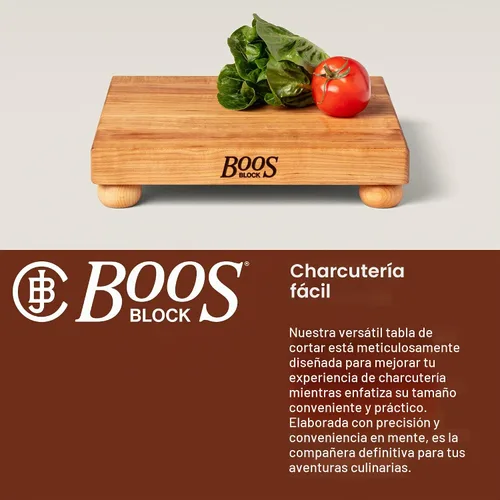 Vista 5 de John Boos Tabla de Cortar Cuadrada de Madera de Arce Serie B 12"x12" – 1.5" de Espesor, 6 libras Bloque de Carnicero No Reversible con Patas Arce