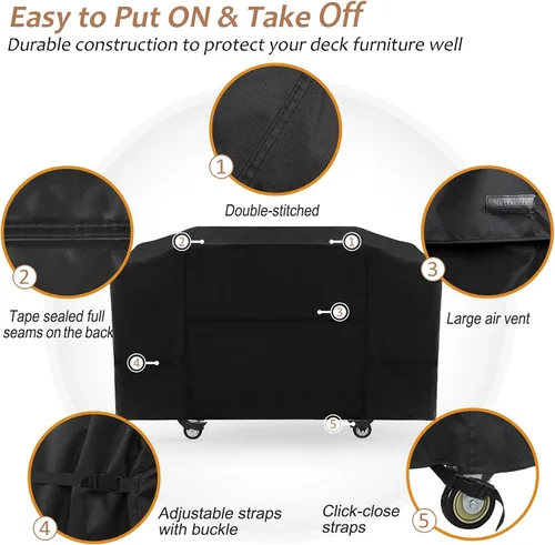 Vista 3 de NettyPro Cubierta de plancha para parrilla Blackstone de 28 pulgadas, impermeable, resistente a los rayos UV, 2 quemadores, cubierta de parrilla