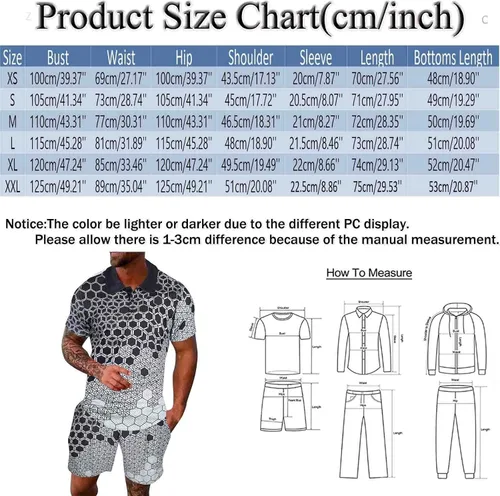 Vista 3 de Conjunto deportivo de 2 piezas con cremallera para hombre, camisa polo y pantalones cortos, conjuntos de verano para hombre, elegante traje