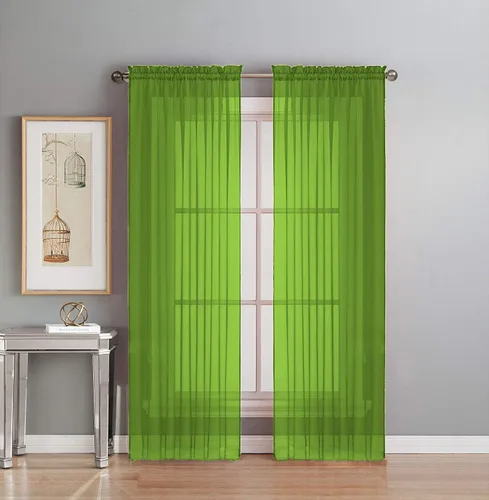 Vista 12 de Interior Trends Juego de 2 paneles de cortina de gasa transparente totalmente cosidas para ventana con cortinajes (63 pulgadas de largo, ladrillo)