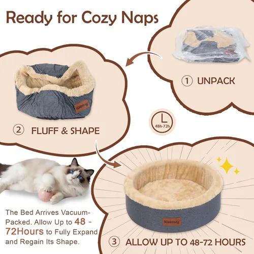 Vista 9 de Cama redonda calmante para gatos y perros para gatitos Gris