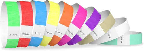 Vista 14 de WristCo pulseras Tyvek de 3/4 pulgada color rojo neón, Rojo neón