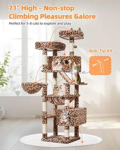 Vista 26 de Taoqimiao Árbol para gatos de 57.5 pulgadas, torre para gatos de interior para adultos, condominio extragrande para gatos, 8 postes rascadores