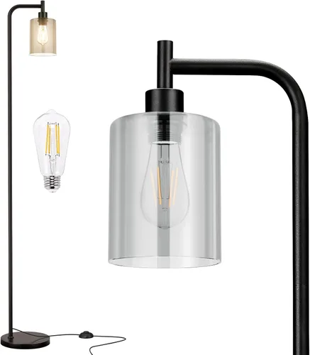 Vista 16 de Ziisee Lámparas de pie para sala de estar - Lámpara de pie con pantalla de vidrio a control remoto, lámpara de pie moderna con bombillas LED