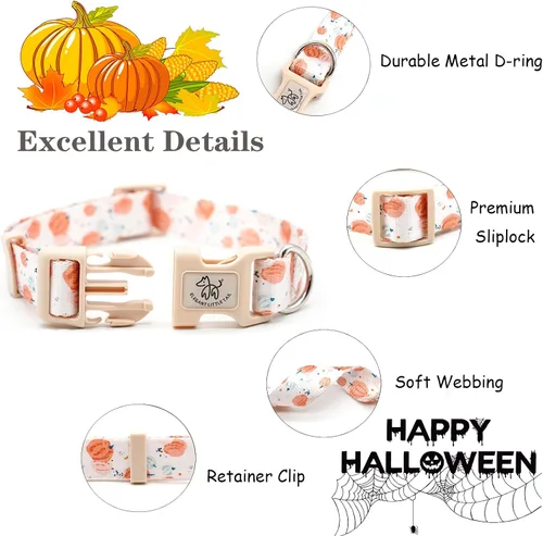 Vista 2 de Elegant little tail Collar para perro, collar de Halloween para mascotas, collar ajustable para perros pequeños, medianos y grandes, collares suaves
