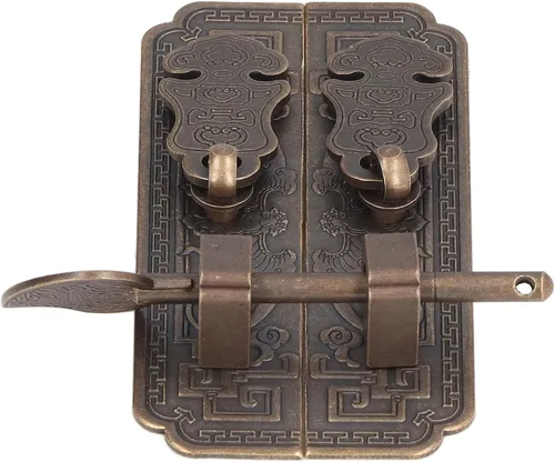 Vista 5 de Placa de latón antiguo para puerta con diseño de murciélago auspicioso placa frontal de estilo chino para decoración de muebles de gabinete
