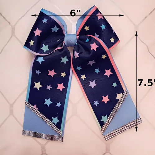 Vista 9 de lazos coleteros para niñas y adolecentes,diseño de estrellas,accesorios para el cabello,tamaño mediano de 6x7.5