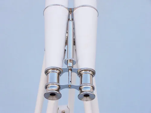 Vista 5 de Pie cromado – Prismáticos Telescopio 62" – CHROME – Ejecutivo de piel Blanco