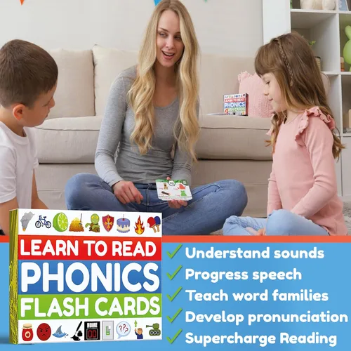 Vista 6 de Tarjetas flash fonéticas - Aprende a leer en 20 etapas fónicas - Digraphs CVC mezcla sonidos vocales largos - Juegos de fonética para niños de 4 a 8