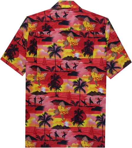 Vista 2 de Camisa con estampado hawaiano para hombre, marca Alvish.