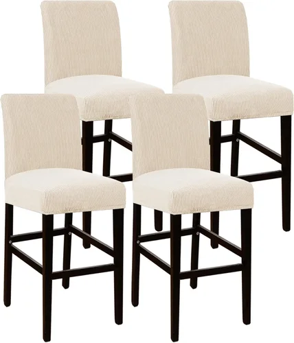 Vista 15 de Flamingo P Fundas de taburete para sillas de comedor, fundas de asiento de tela jacquard elástica con parte inferior elástica extraíble, juego de 2