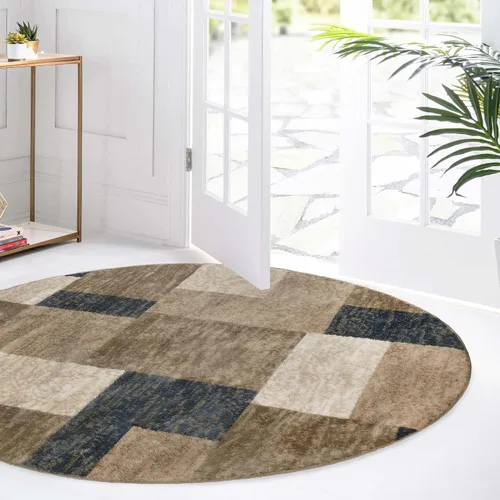 Vista 25 de Superior alfombra de área de la colección diseñador Clifton, 8 mm de altura de apilado, con respaldo de yute, diseño geométrico contemporáneo, Beige