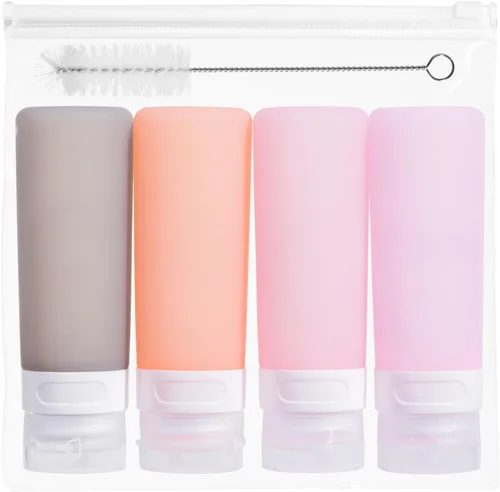 Vista 10 de MICEBAY Botellas exprimibles de condimentos para salsas, mini recipiente de silicona para aderezo de ensalada de 1 onza para llevar con bolsa