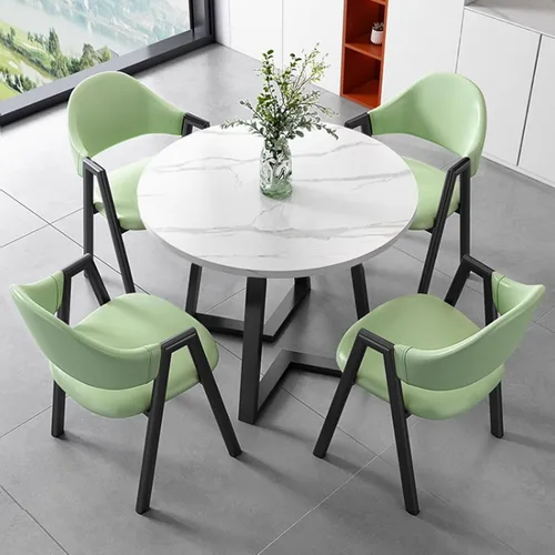 Vista 10 de YVYKFZD Office Reception Room Club Table, Round Conference Table, Simple Kitchen Dining Table Set with Metal Legs, Small Conference Room Table and