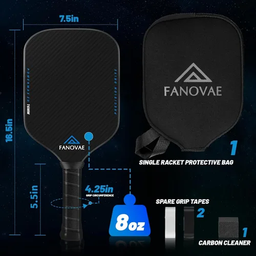 Vista 8 de Palas de pickleball aprobadas por USAPA de fibra de carbono/fibra de vidrio, juego de 2/1 con bolsa/cubierta, juego de paletas de pickleball