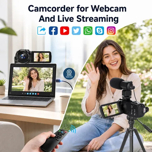 Vista 5 de Videocámara, videocámara 8K de 48 MP 15FPS UHD con Wi-Fi, cámara para vlogging con visión nocturna IR para YouTube, pantalla táctil de 3" con zoom
