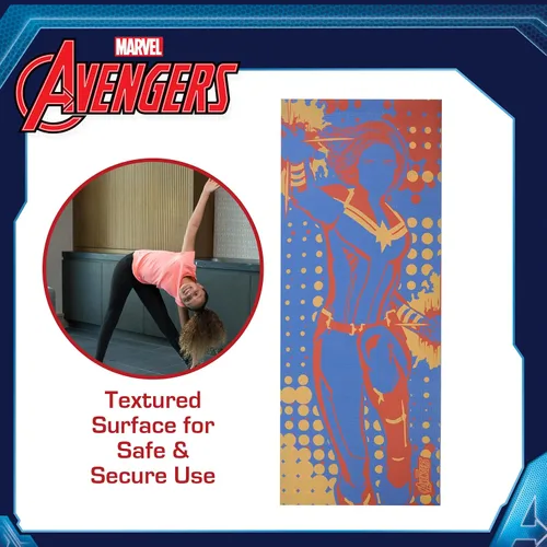 Vista 4 de Marvel Captain Marvel - Tapete de yoga antideslizante para niños y niñas, para todo uso, PVC, accesorios de fitness y entrenamiento, azul marino