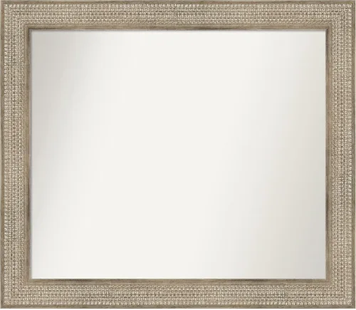 Vista 215 de Amanti Art Espejo de baño plateado para sobre fregadero, 26 x 26 pulgadas, espejo cuadrado de níquel pulido, marco de madera tradicional mediano, se
