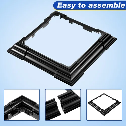 Vista 3 de Thyle 4 fundas de vinilo de 6 x 6 pulgadas, color negro, base de falda ajustable para poste, columna reutilizable para barandillas de 3 a 6.5