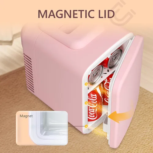 Vista 4 de EUHOMY Mini nevera, refrigerador pequeño de 4 litros/6 latas, enfriador y calentador portátil para el cuidado de la piel, cosméticos, bebidas, mini