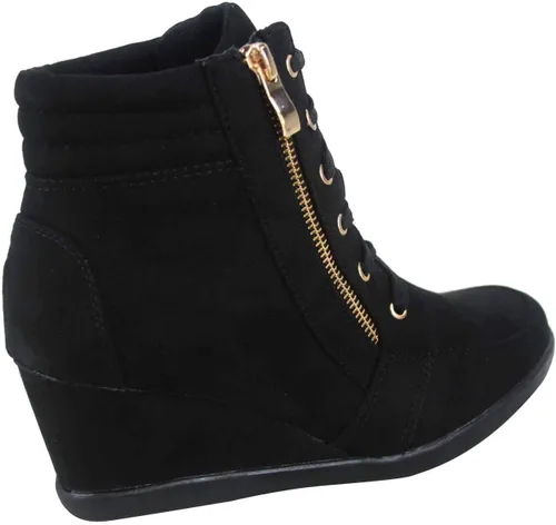 Vista 2 de TZ 56 - Tenis de tacón alto para mujer, clásicos, con cordones, cómodos, con cuña
