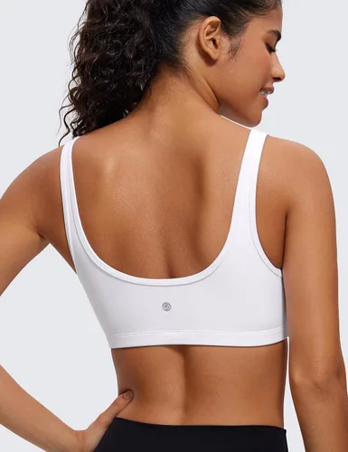 Vista 2 de CRZ YOGA Butterluxe - Mini brasier para mujer, cuello redondo, de bajo impacto, sin varillas, brasier deportivo con relleno para yoga y entrenamiento