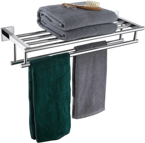 Vista 13 de KOKOSIRI Estante para toallas con doble barra de toallas de 16 pulgadas, toallero de baño, soporte para toallas montado en la pared de acero