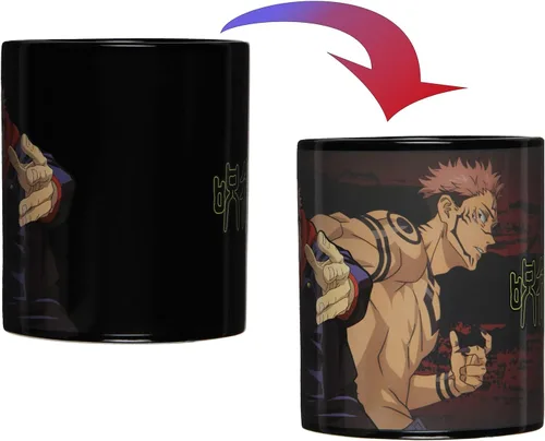 Vista 2 de Jujutsu Kaisen Yuji Itadori Anime Manga Taza de Té y Café Cambia de Color con Reacción al Calor 16 OZ
