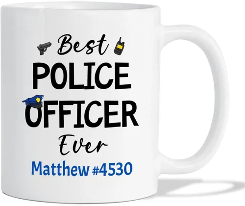Vista 14 de Taza de café personalizada de policía de regalo para amigo compañero de trabajo, I Never Dreamed I'd Grow Up To Be A Cop Taza de café de cerámica