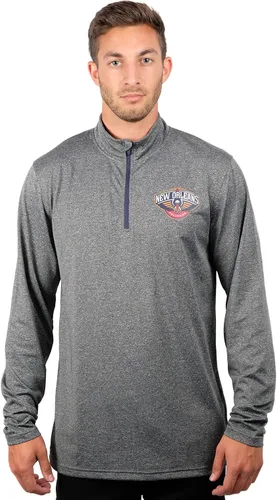 Vista 19 de Ultra Game Camiseta oficial de la NBA de manga larga con cremallera corta para hombre Gris Caliente Carbón