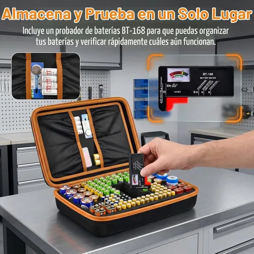 Vista 4 de Comecase - Organizador de baterías con probador para 140 pilas AA AAA C D