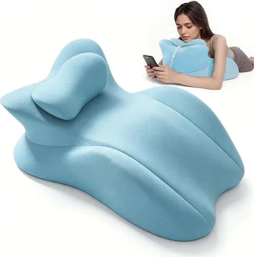 Vista 13 de cjc Almohada de cuña de espuma viscoelástica, almohada de lectura ergonómica para cama de dormir, almohada propensa para dolor de espalda con Negro