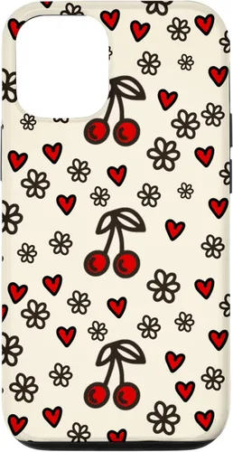 Vista 26 de Carcasa para iPhone 16 con diseño de cerezas, cerezas, diseño de corazón de San Valentín, color rojo