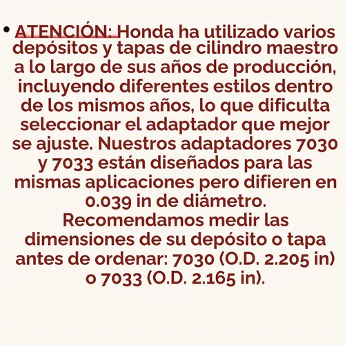 Vista 6 de CTA Tools 7030 Adaptador de cilindro maestro – Inserción de 56mm, D.E. de 79.5mm, Conexión Nitto de 1/2" – Compatible con Honda y Acura, purga