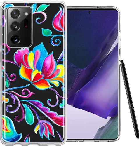 Vista 4 de Mundaze - Funda protectora suave para Samsung Galaxy Note 20 Ultra Indie Spring Peace Skull Feathers Floral Butterfly Flowers Slim Hybrid a prueba