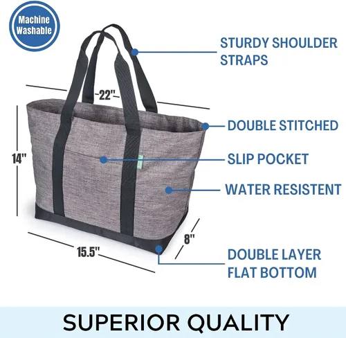 Vista 3 de Creative Green Life Bolso de mano XL para mujeres u hombres con cremallera superior, bolsa de mano de alta calidad para el trabajo, gimnasio