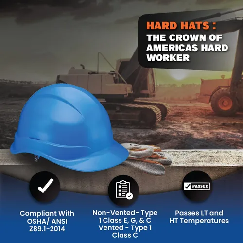 Vista 5 de Casco duro OSHA de color sólido sin ventilación estilo gorra con suspensión de 6 puntos