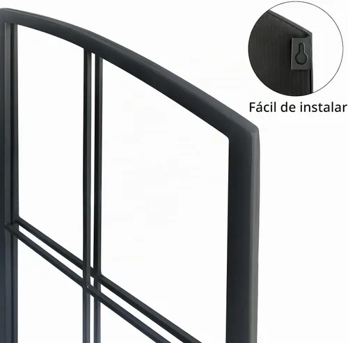 Vista 3 de Espejo de Arco Negro, Decoración de Pared con Panel de Ventana, Espejos de Pared de Estilo Rústico con Marco de Hierro para Entrada, Pasillo, Sala