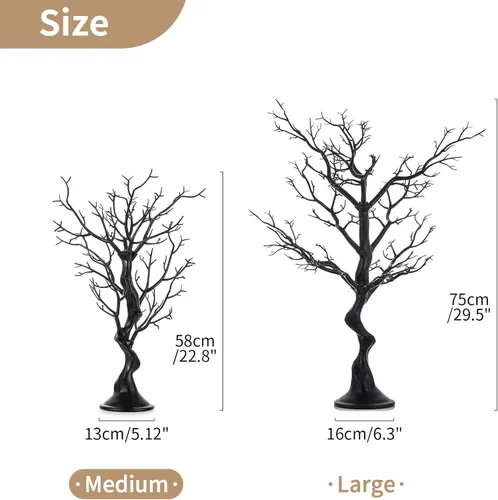 Vista 5 de NUPTIO Árbol Artificial Negro de Halloween: 22.8 pulgadas de Alto Exhibidor de Ornamentos Navideños Árboles Falsos Manzanita Ramas Decorativas