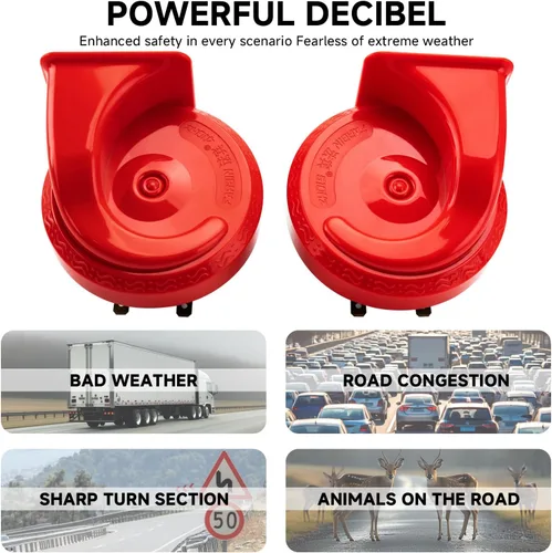 Vista 2 de FARBIN Bocinas universales de 12 V para automóvil, bocinas de vehículo ruidosas, kit de bocina de caracol de doble tono con arnés de relé