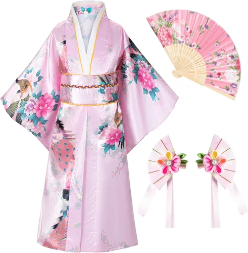 Vista 2 de Vestido tradicional japonés bata tipo kimono para niños y niñas