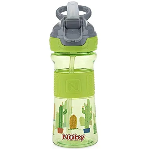 Vista 4 de Nuby Thirsty Kids - Botella de agua con boquilla suave para niños (verde/azul)
