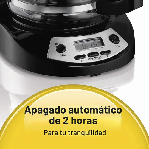 Vista 4 de Hamilton Beach Cafetera programable para 12 tazas y cafetera programable de 12 tazas, opciones de preparación, jarra de vidrio (46299), color negro