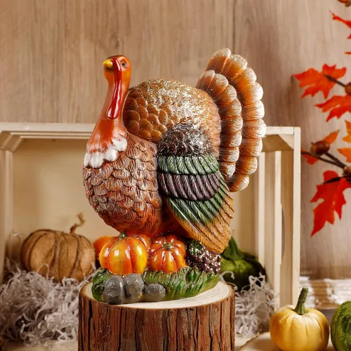 Vista 8 de winemana - Decoraciones de mesa de pavo de resina para Acción de Gracias, 9.5 pulgadas